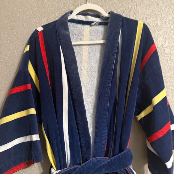 Vintage 100% Cotton Striped Bathrobe • Made in Brazil Medium - Picture 10 of 12